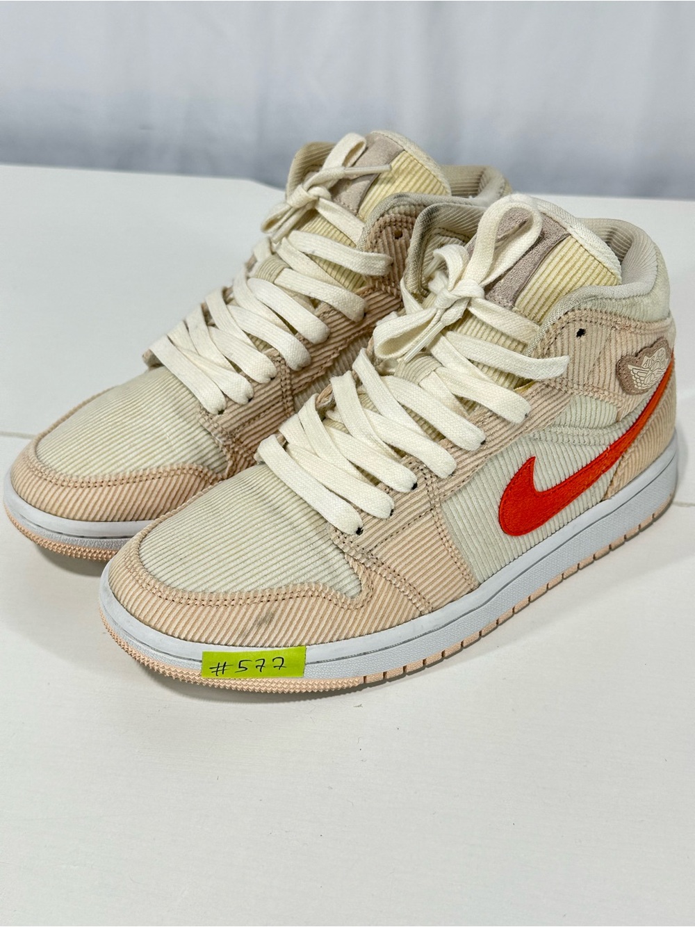 #577 Nike Air Jordan 1 Mid SE Women's Corduroy Sail Orange Size US 7.5